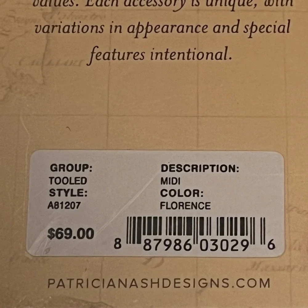Patricia Nash Tooled Leather Midi Tech Portfolio Florence Tan A81207 NEW